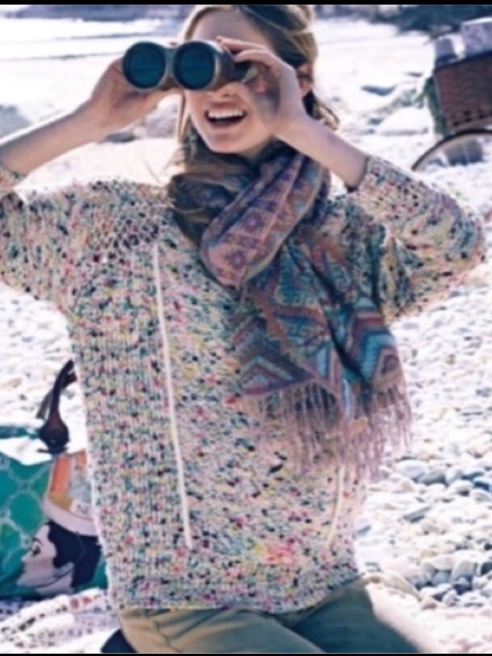 Anthropologie VINTAGEPlenty by Tracy Reese Multicolor popcorn knit  Sweater pink